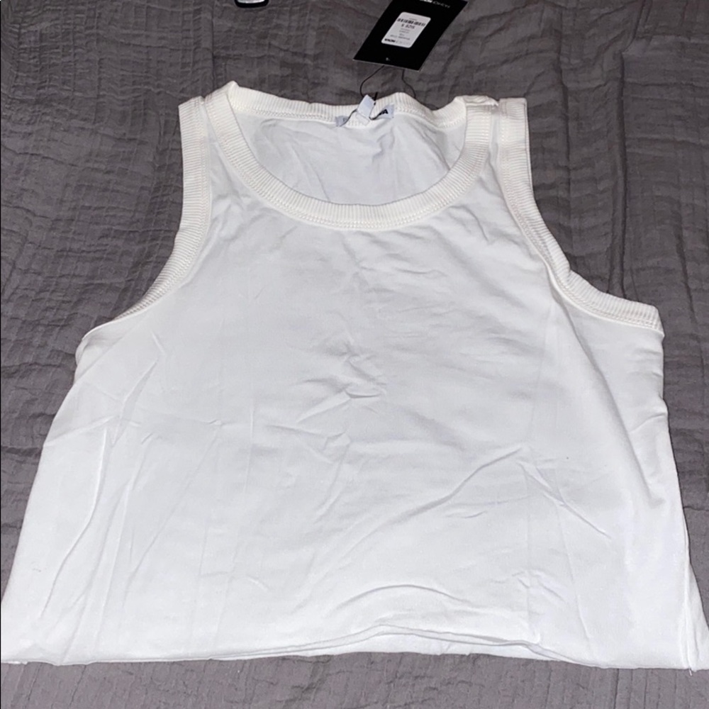 White Cropped Tank Shirt